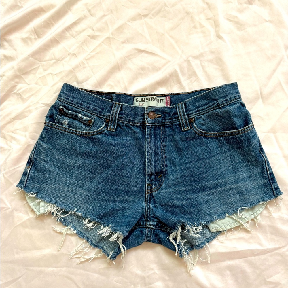 Levi's Blue Jean Shorts Distressed Cutoff